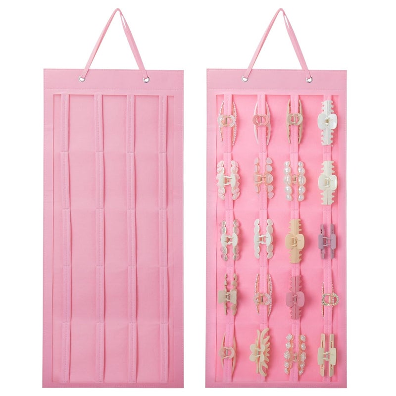 SMUK Hanging Hair Claw Clip Holder Organizer for Women Girls, Large Claw Clip Storage for Wall, Door, Pink Hair Accessories Organizer Display - Image 1